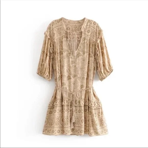 Boho Gypsy Ruffle detail Mini Dress - Picture 9 of 9